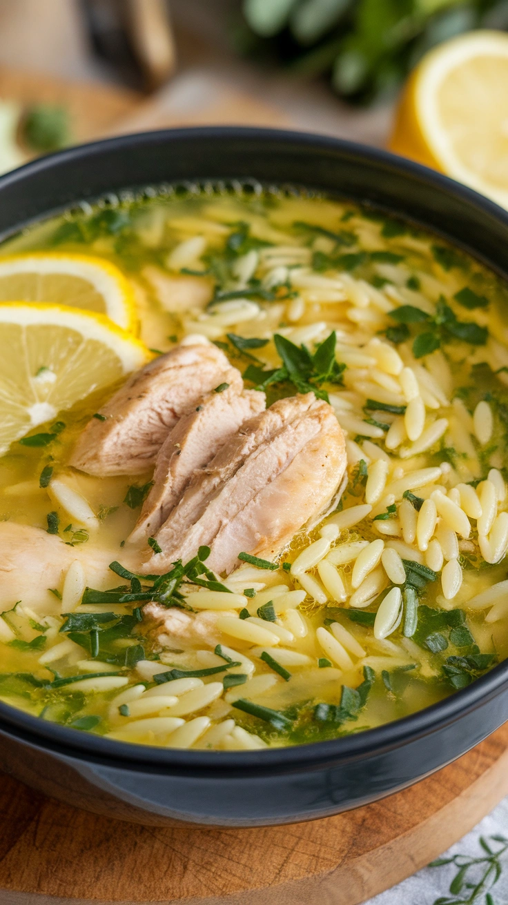 Lemon Herb Chicken and Orzo Soup