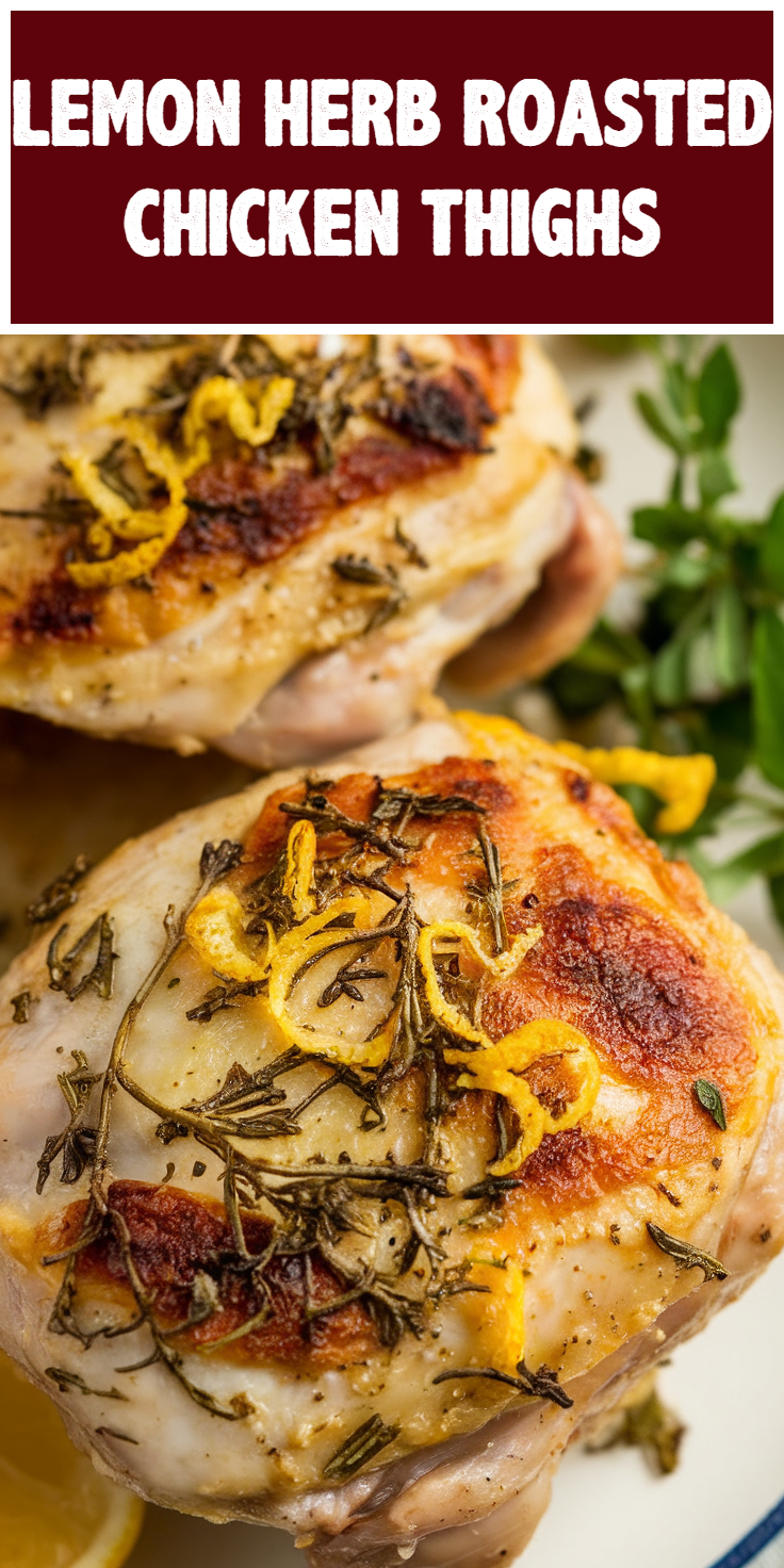 Pinterest Pin for Lemon Herb Roasted Chicken Thighs