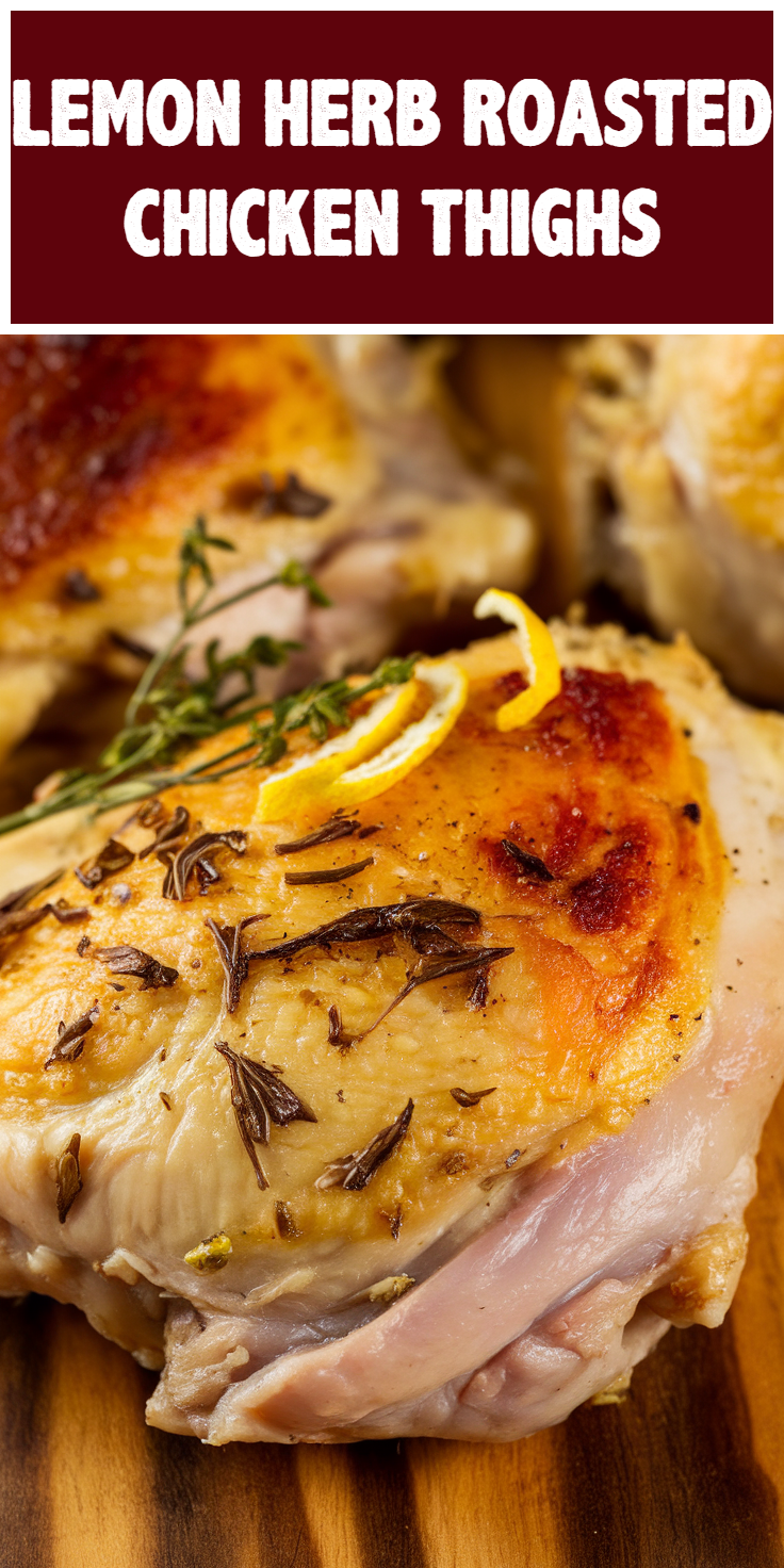 Pinterest Pin for Lemon Herb Roasted Chicken Thighs