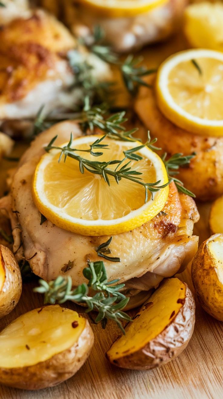 Lemon Herb Roasted Chicken Thighs with Potatoes