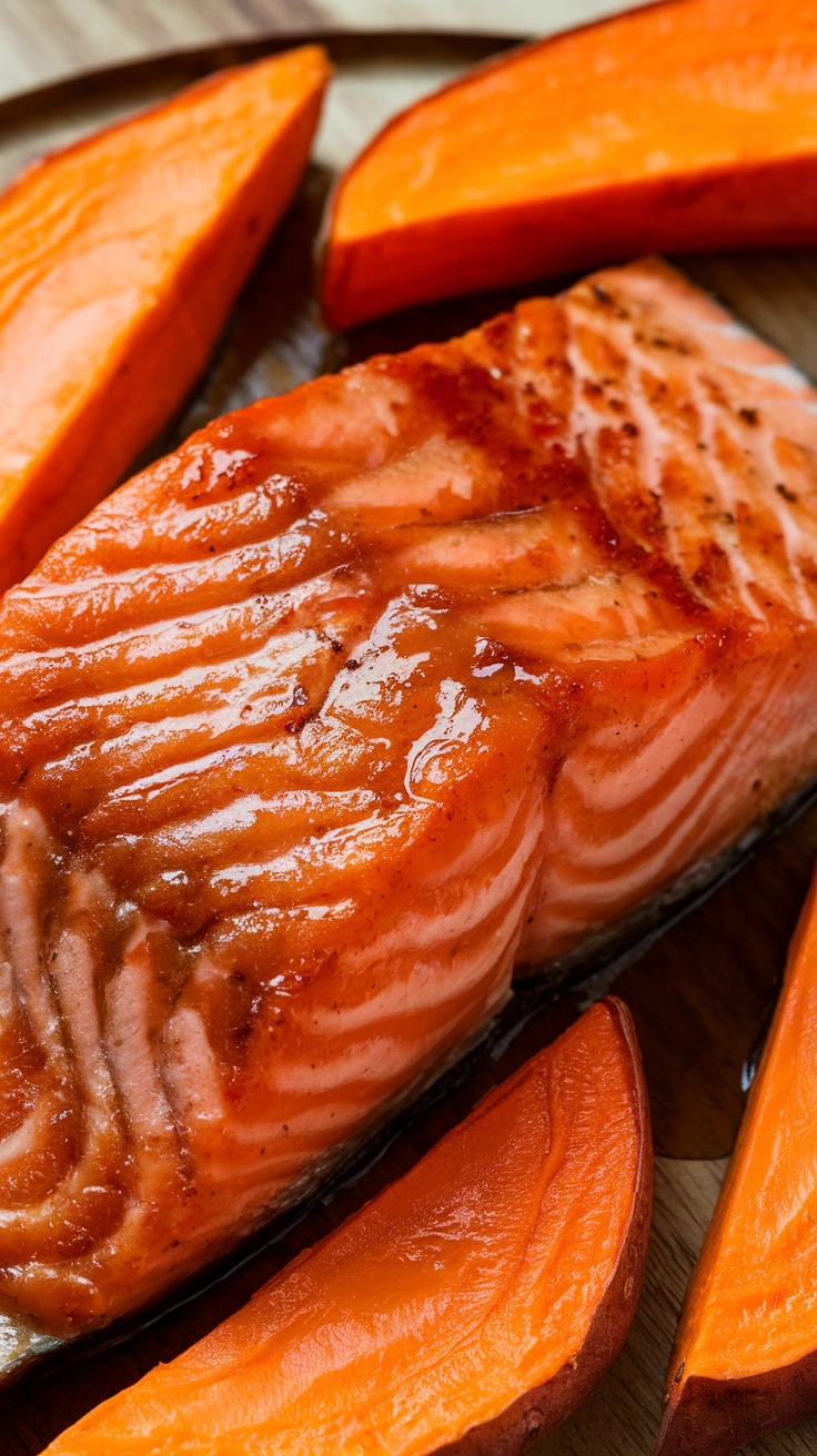 Maple Glazed Salmon with Sweet Potatoes