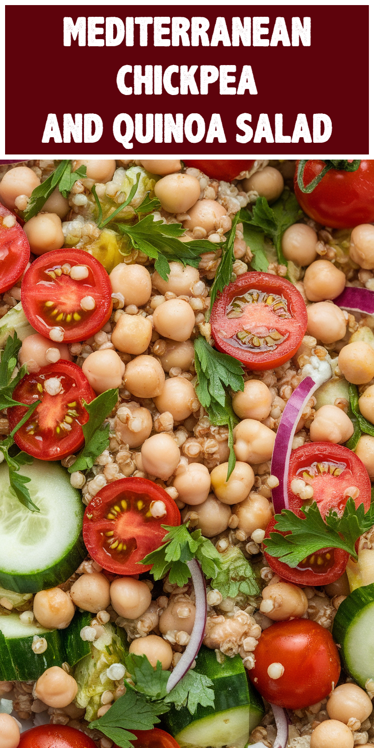 Pinterest Pin for Mediterranean Chickpea and Quinoa Salad