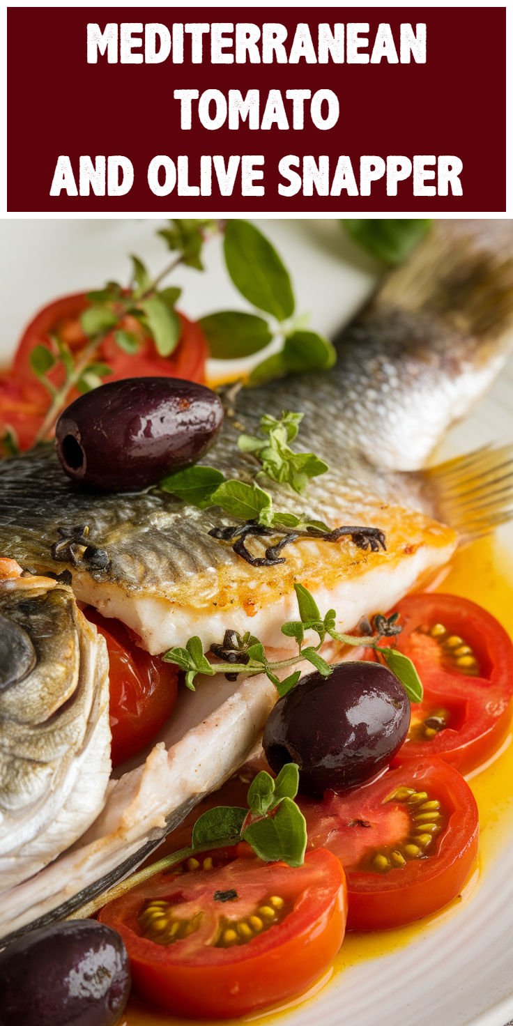 Pinterest Pin for Mediterranean Tomato and Olive Snapper