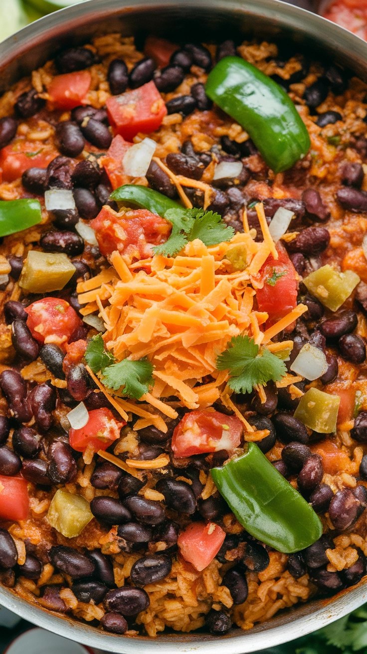 Mexican Style Black Bean and Rice Skillet
