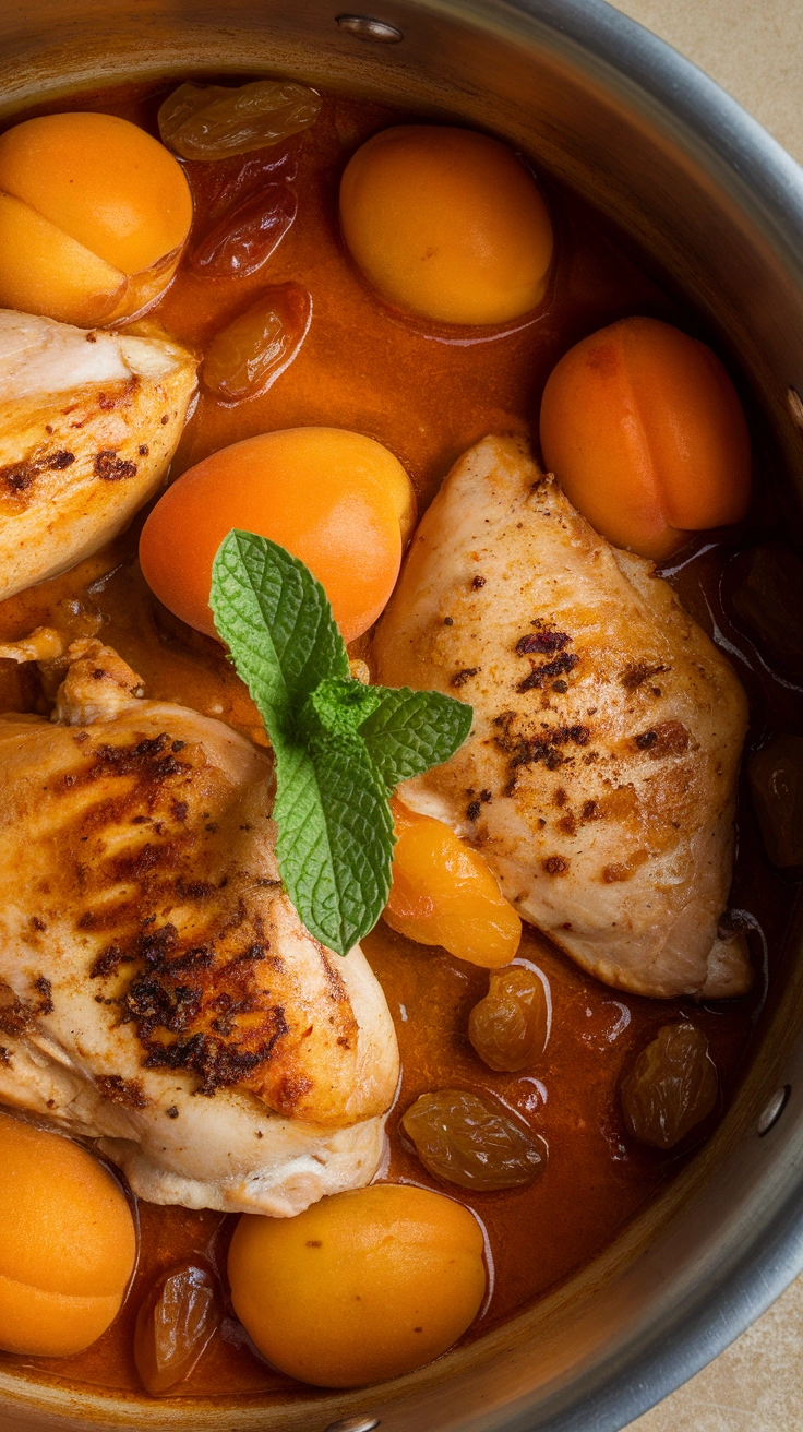 Moroccan Style Chicken Tagine with Apricots