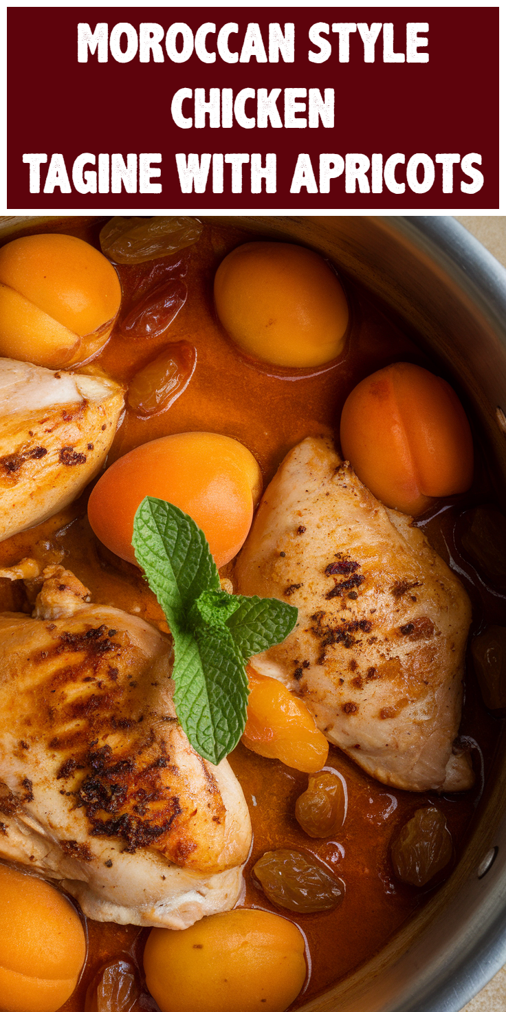 Pinterest Pin for Moroccan Style Chicken Tagine with Apricots