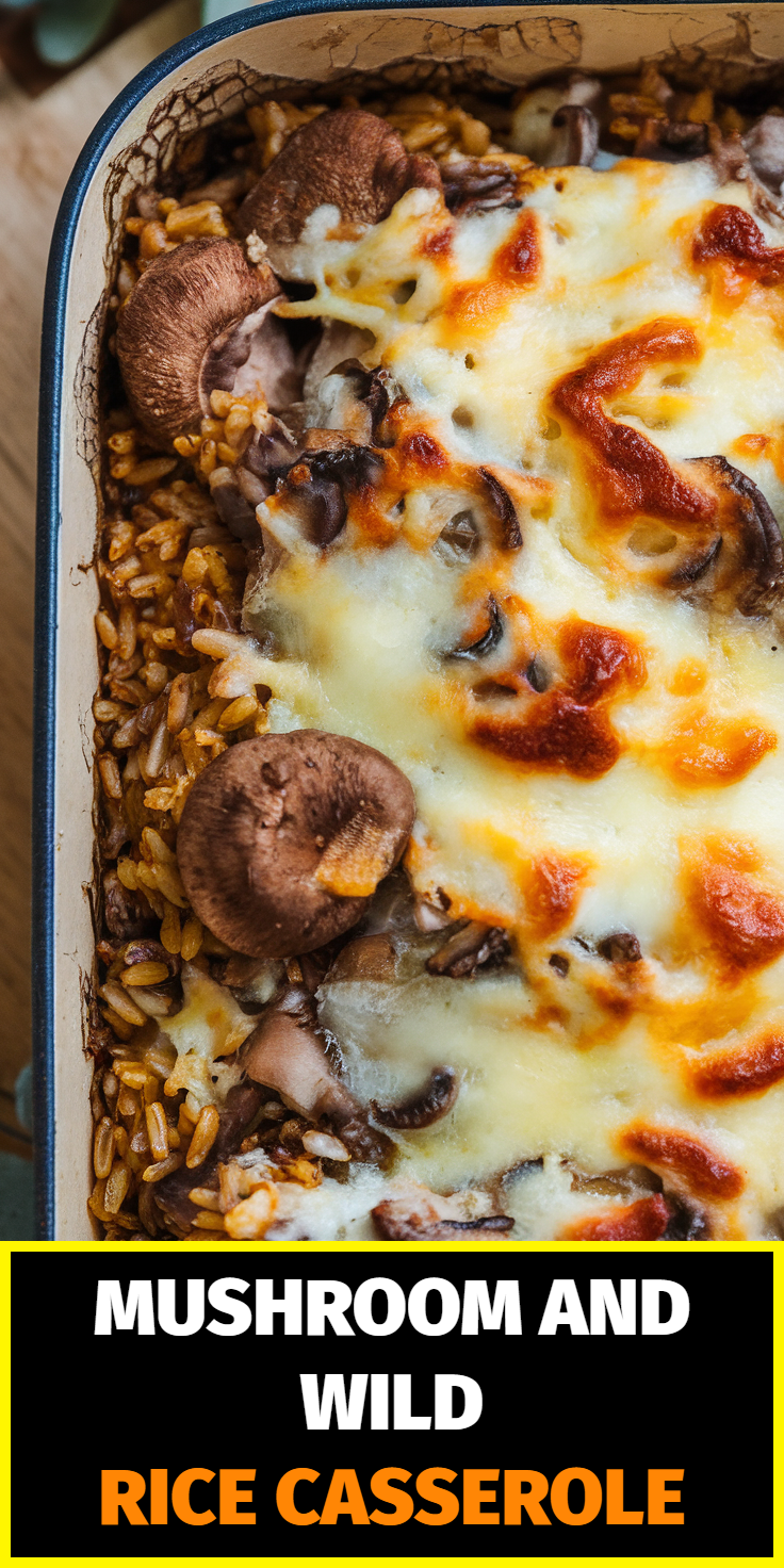 Pinterest Pin for Mushroom and Wild Rice Casserole