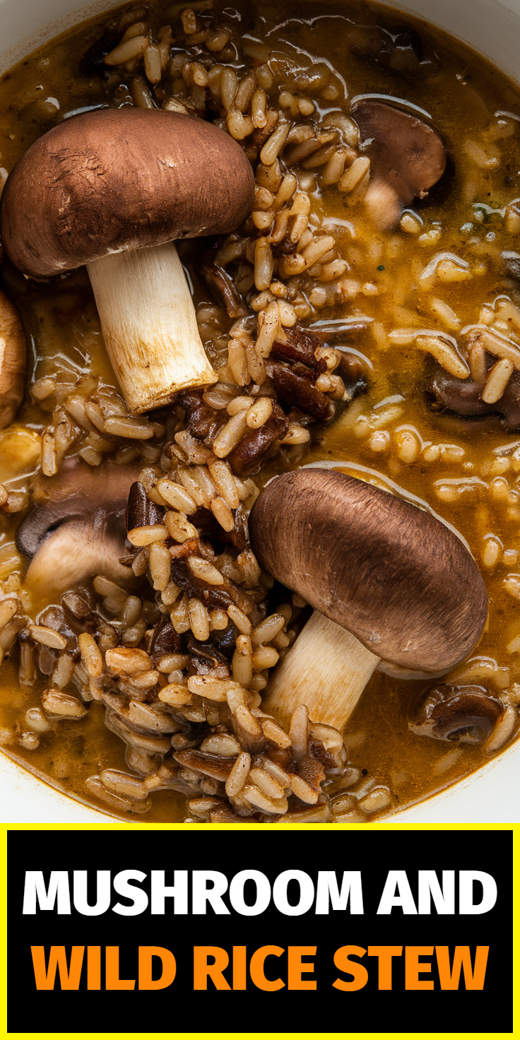 Pinterest Pin for Mushroom and Wild Rice Stew