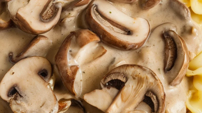 Mushroom Stroganoff with Egg Noodles - Featured