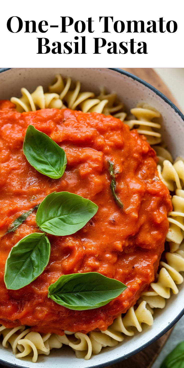 Pinterest Pin for One-Pot Tomato Basil Pasta