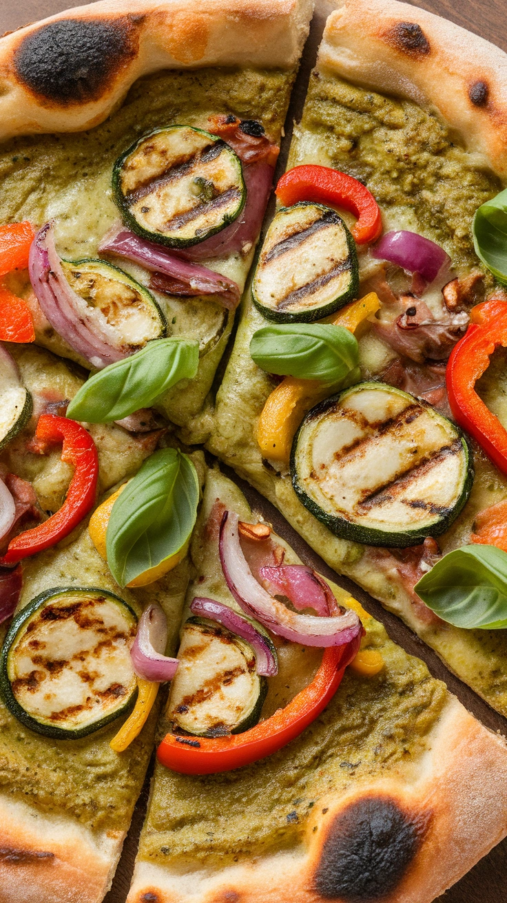 Pesto Pizza with Grilled Vegetables