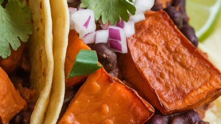 Roasted Sweet Potato and Black Bean Tacos - Featured