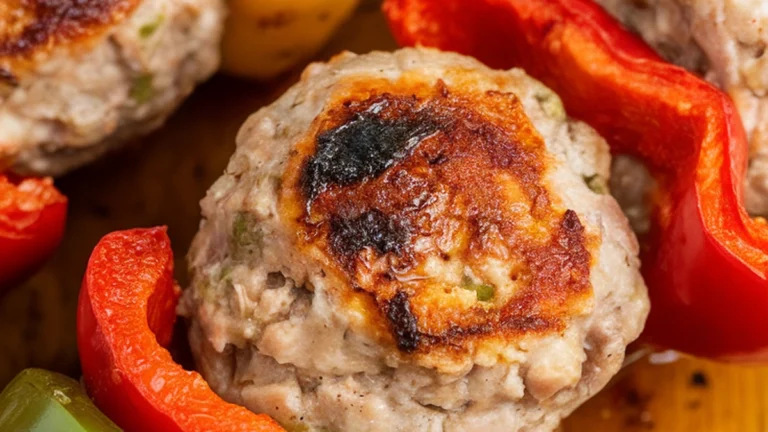 Roasted Turkey Meatballs with Peppers - Featured