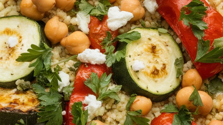 Roasted Vegetable and Chickpea Couscous - Featured