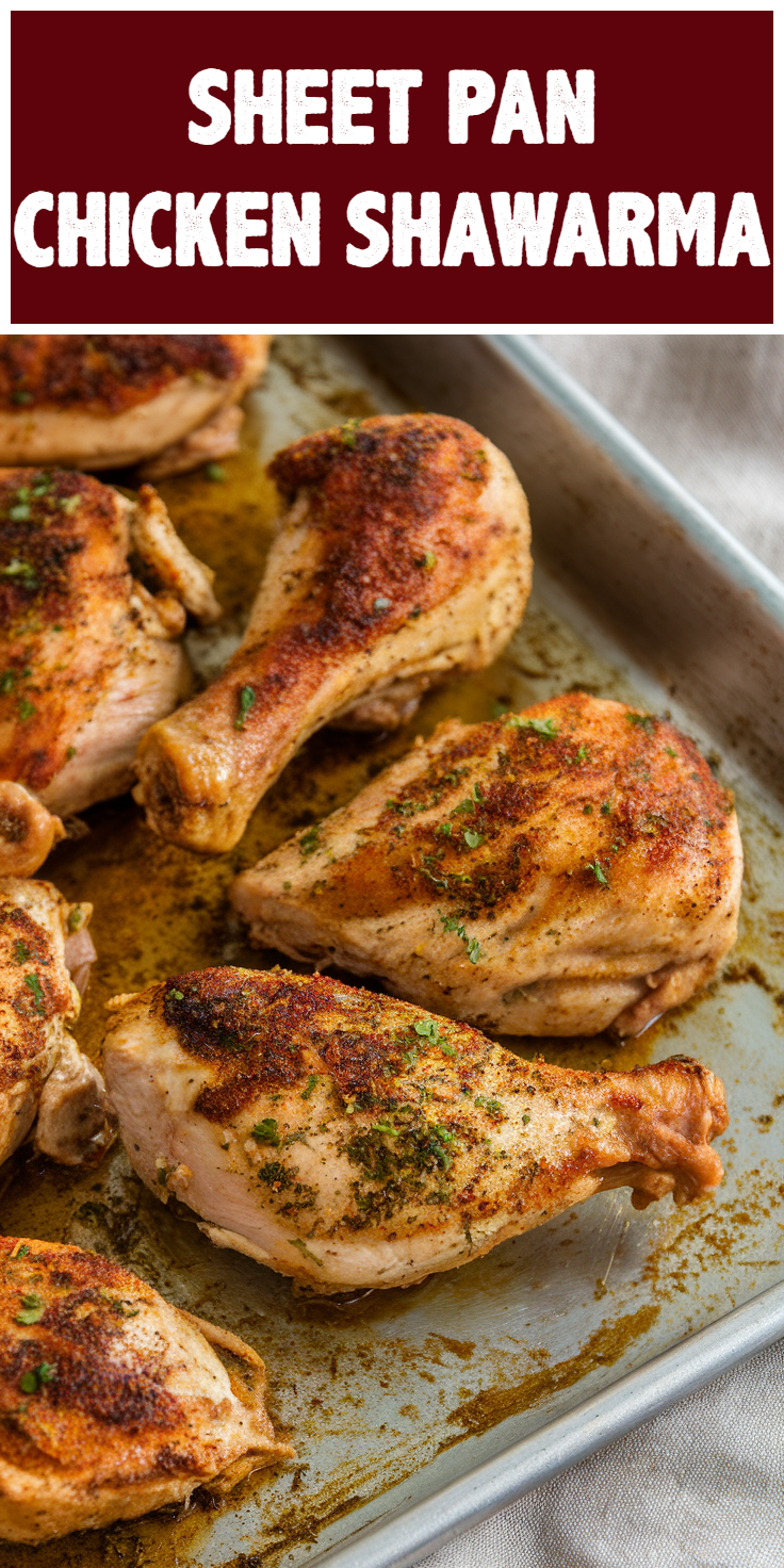 Pinterest Pin for Sheet Pan Chicken Shawarma