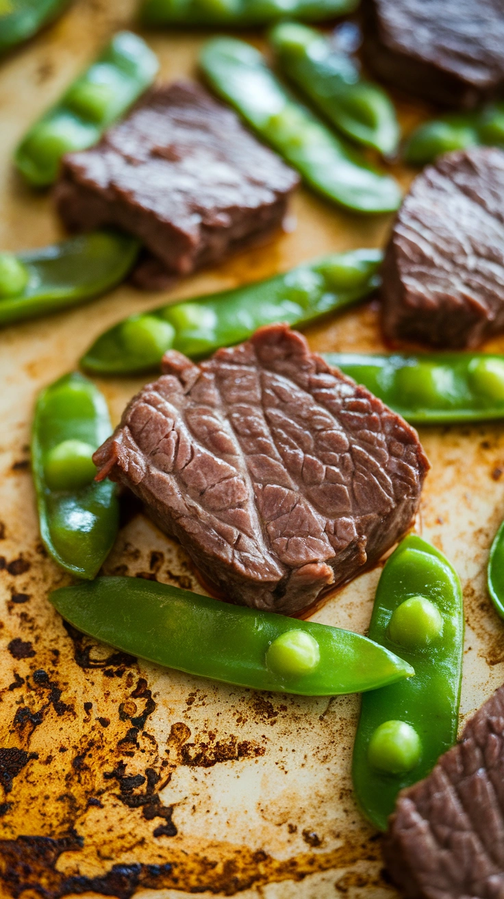 Sheet Pan Ginger Beef and Snow Peas