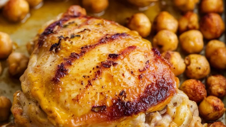 Sheet Pan Turmeric Chicken Thighs with Chickpeas - Featured