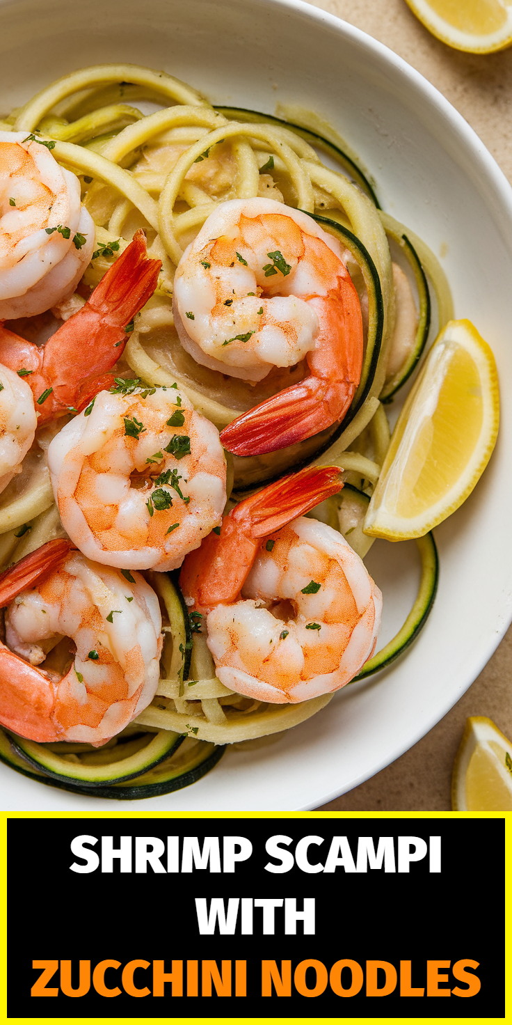 Pinterest Pin for Shrimp Scampi with Zucchini Noodles