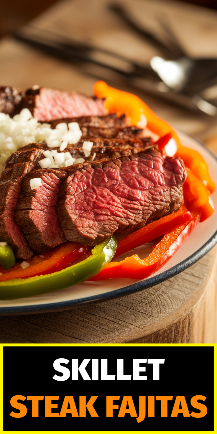 Pinterest Pin for Skillet Steak Fajitas