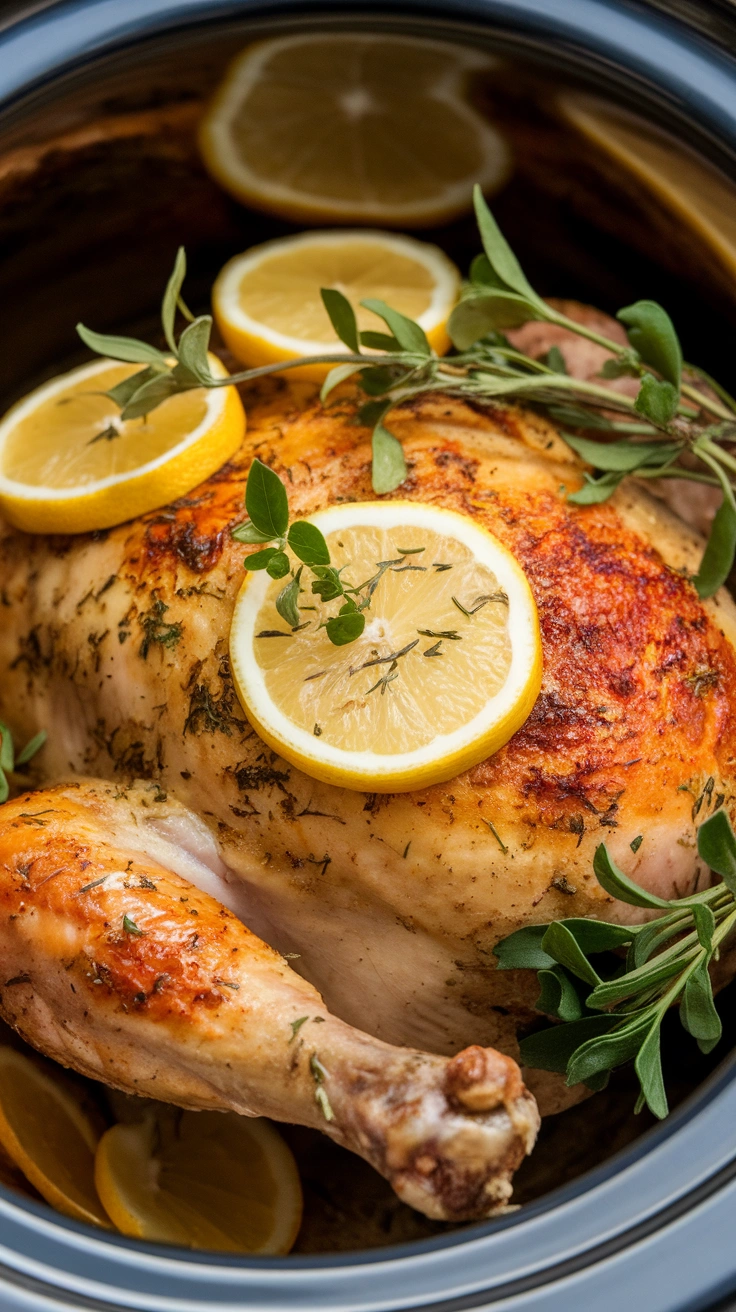 Slow Cooker Lemon Herb Whole Chicken