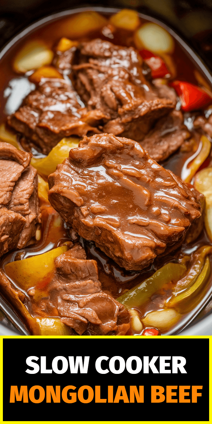 Pinterest Pin for Slow Cooker Mongolian Beef