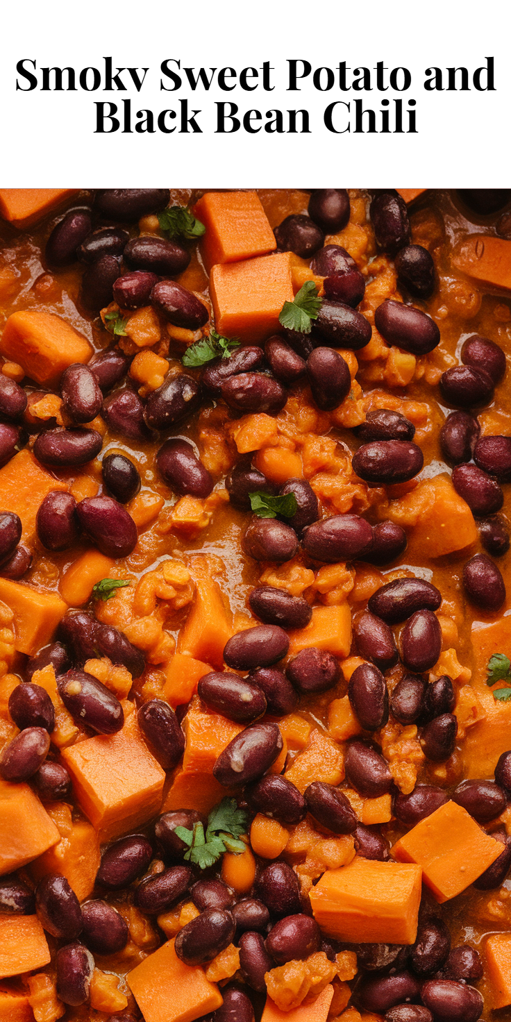 Pinterest Pin for Smoky Sweet Potato and Black Bean Chili