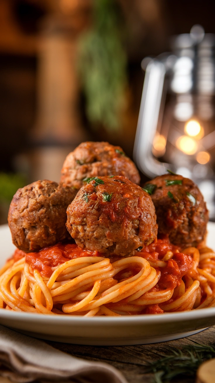 Spaghetti with Homemade Beef Meatballs