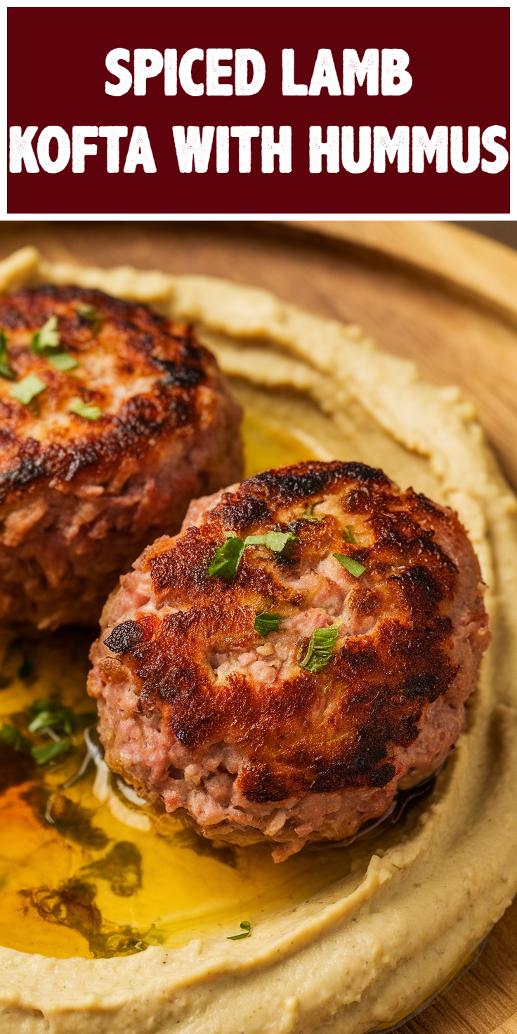 Pinterest Pin for Spiced Lamb Kofta with Hummus