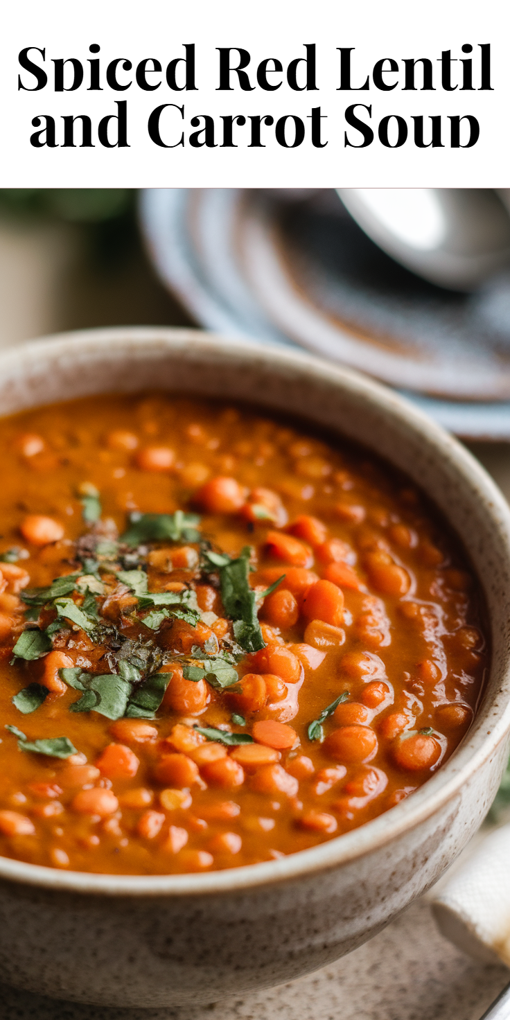 Pinterest Pin for Spiced Red Lentil and Carrot Soup