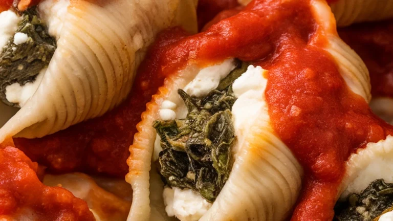 Spinach and Ricotta Stuffed Jumbo Shells - Featured