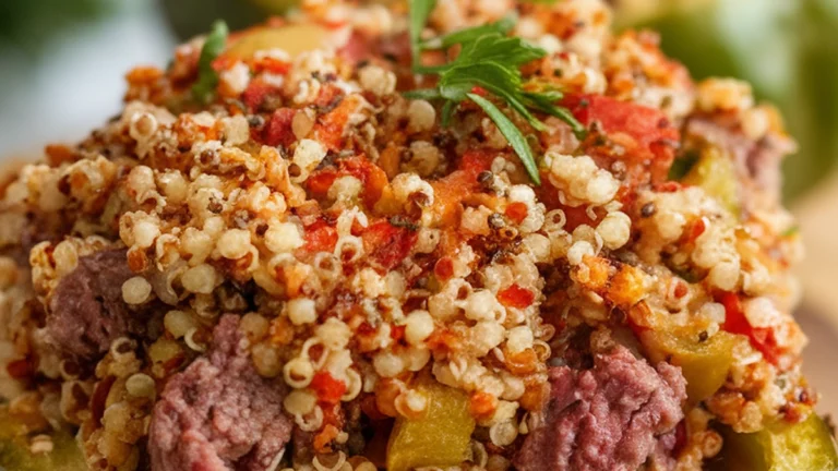 Stuffed Bell Peppers with Beef and Quinoa - Featured
