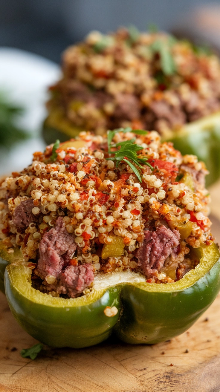 Stuffed Bell Peppers with Beef and Quinoa