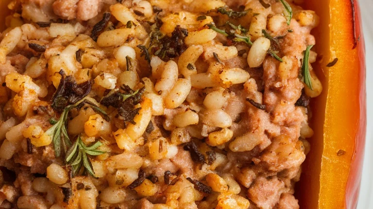 Stuffed Bell Peppers with Ground Turkey and Rice - Featured