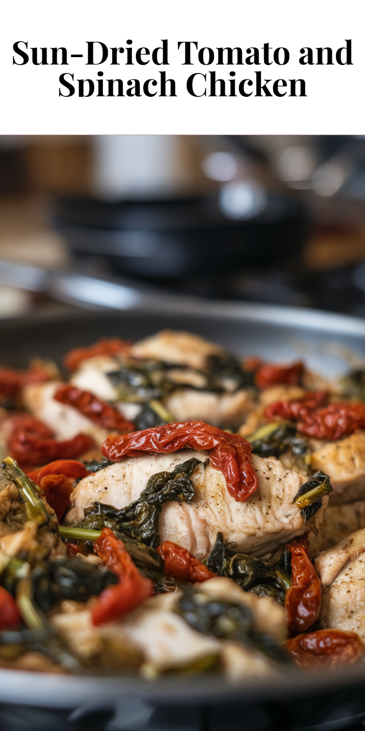 Pinterest Pin for Sun-Dried Tomato and Spinach Chicken