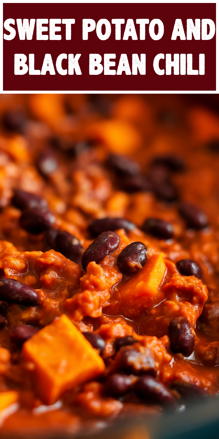 Pinterest Pin for Sweet Potato and Black Bean Chili