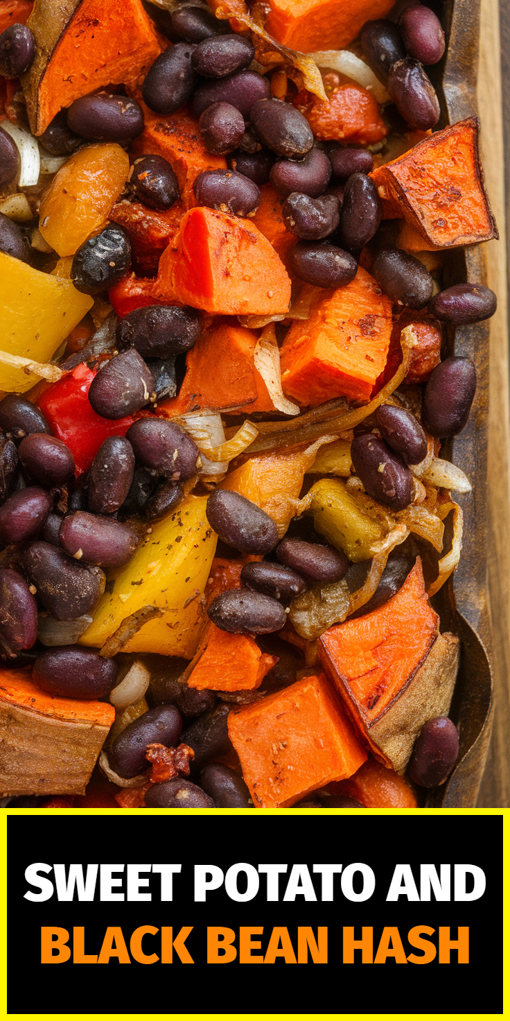Pinterest Pin for Sweet Potato and Black Bean Hash
