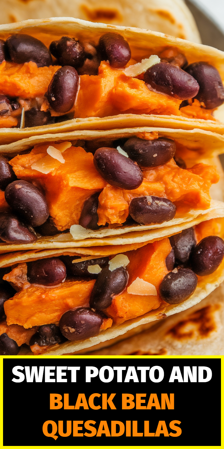 Pinterest Pin for Sweet Potato and Black Bean Quesadillas