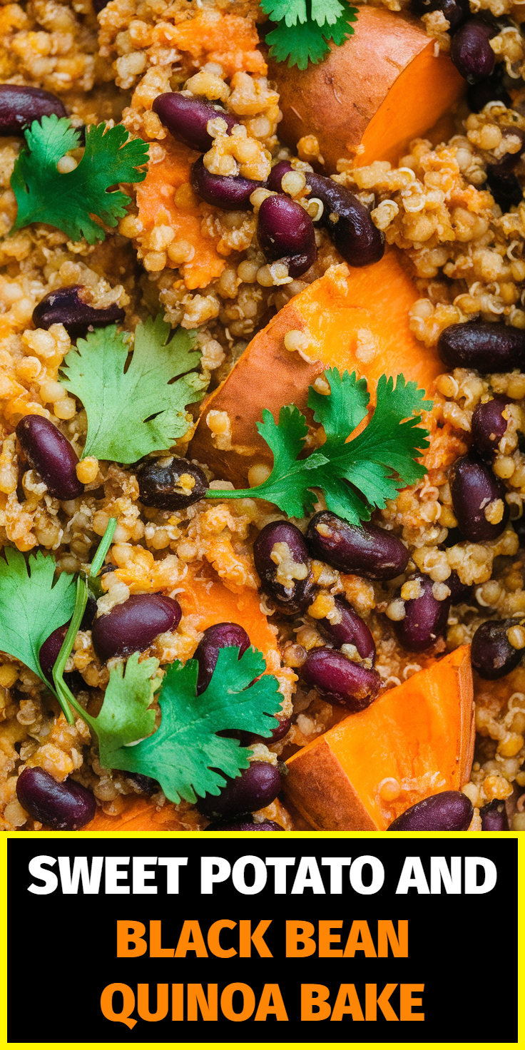Pinterest Pin for Sweet Potato and Black Bean Quinoa Bake