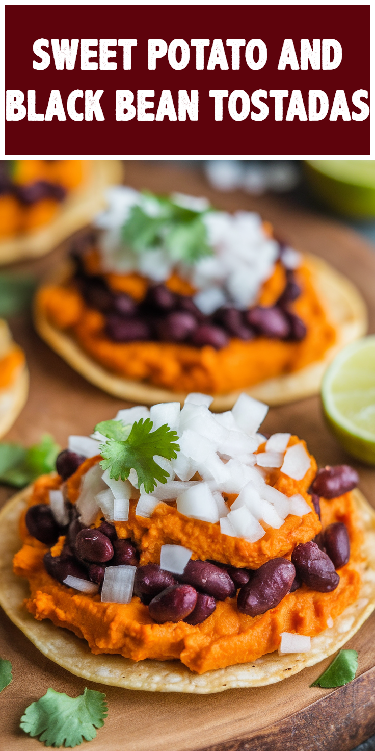 Pinterest Pin for Sweet Potato and Black Bean Tostadas