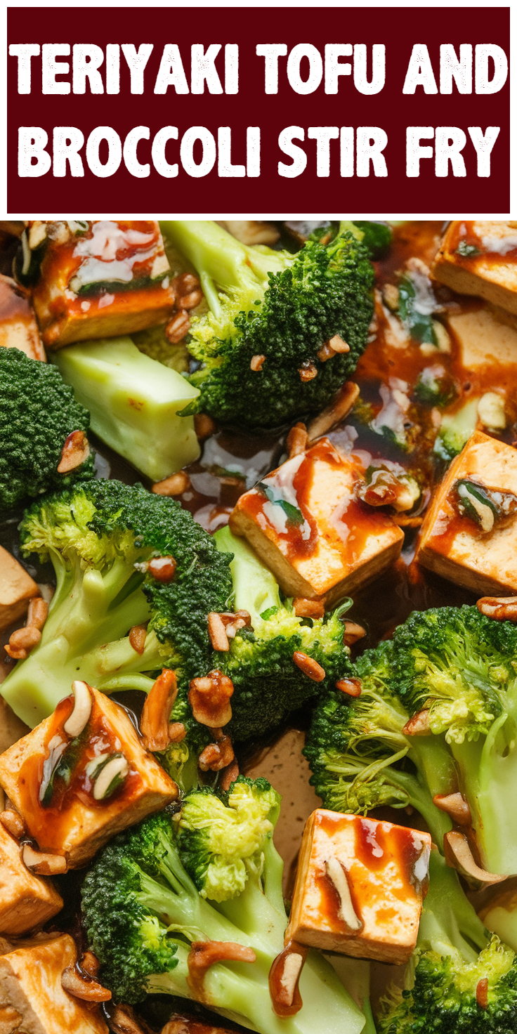 Pinterest Pin for Teriyaki Tofu and Broccoli Stir Fry