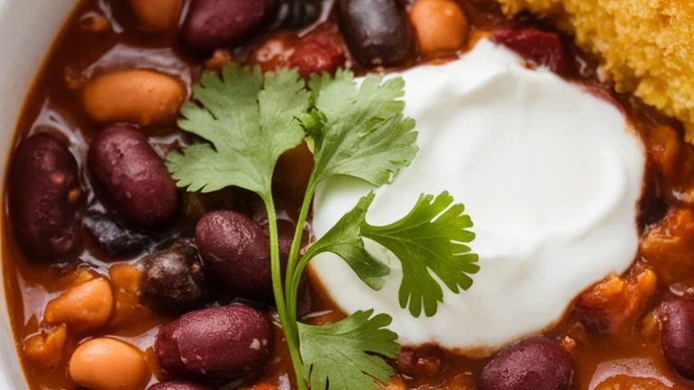 Three Bean Vegetarian Chili - Featured