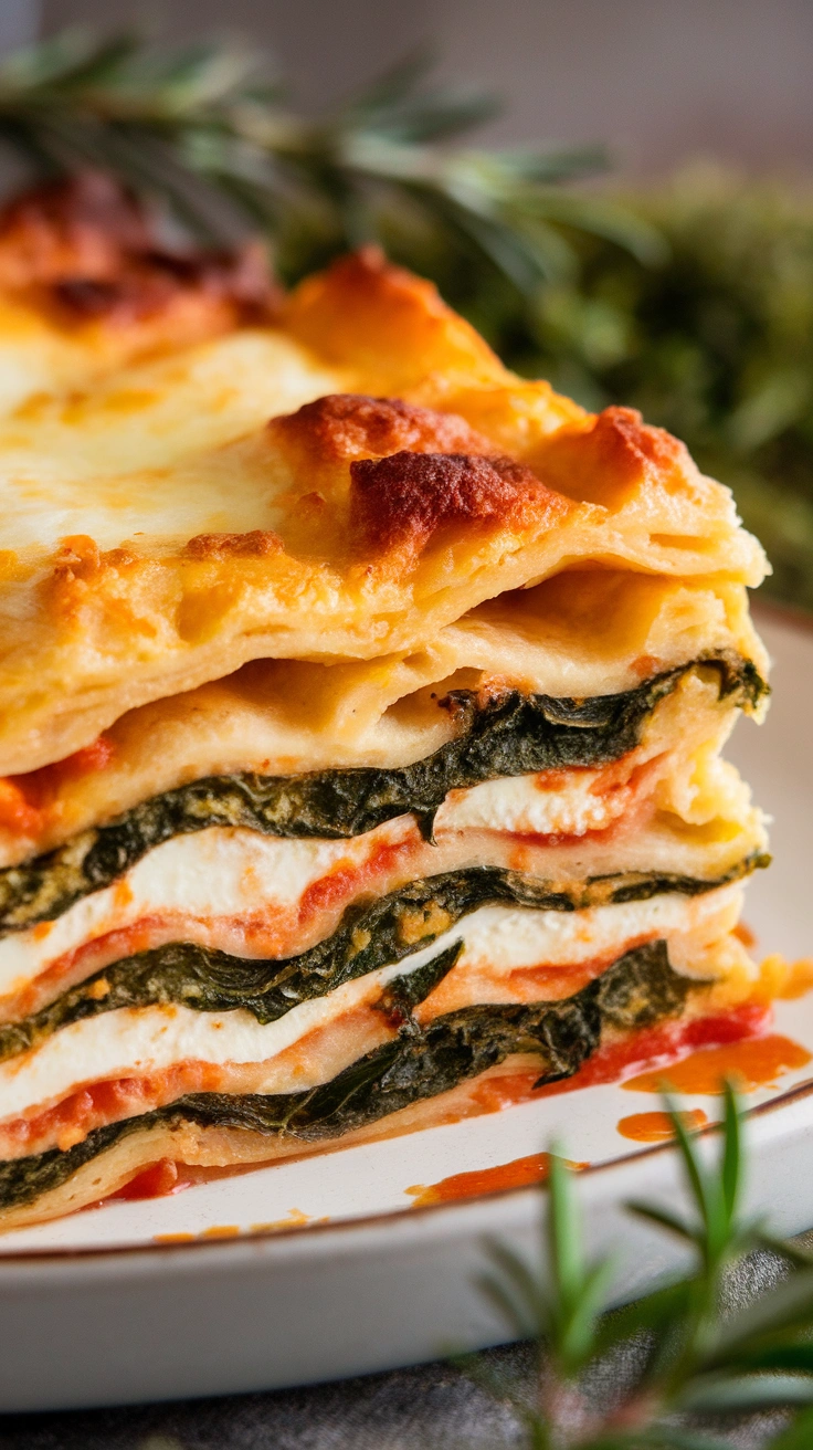 Three-Cheese Spinach Lasagna