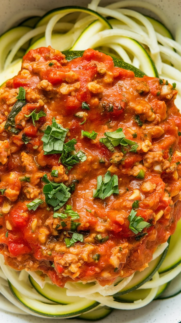 Turkey Bolognese over Zucchini Noodles