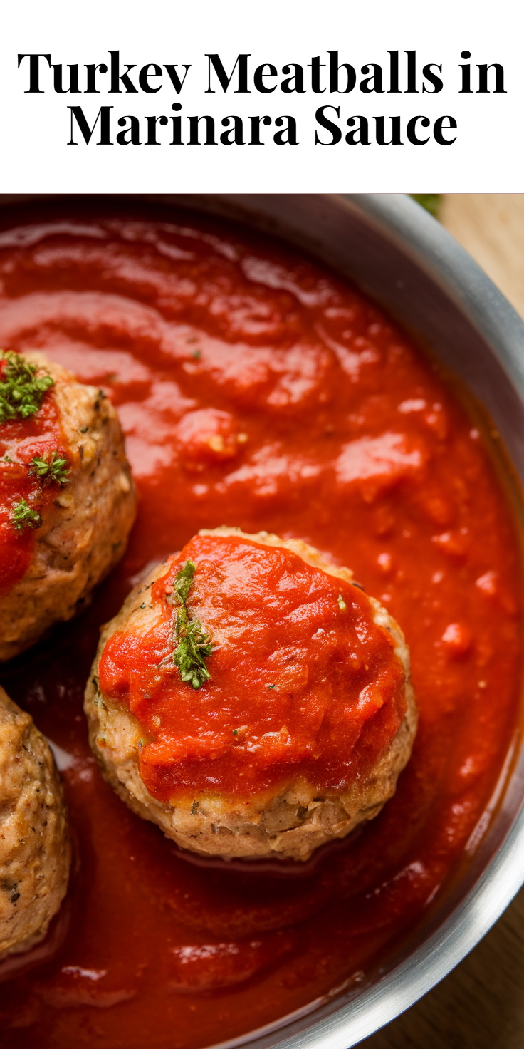 Pinterest Pin for Turkey Meatballs in Marinara Sauce