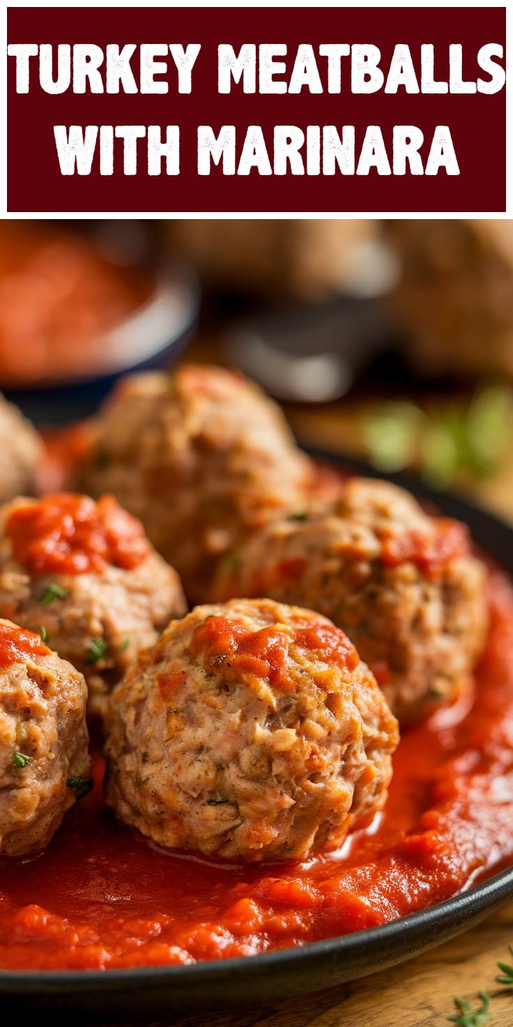 Pinterest Pin for Turkey Meatballs with Marinara