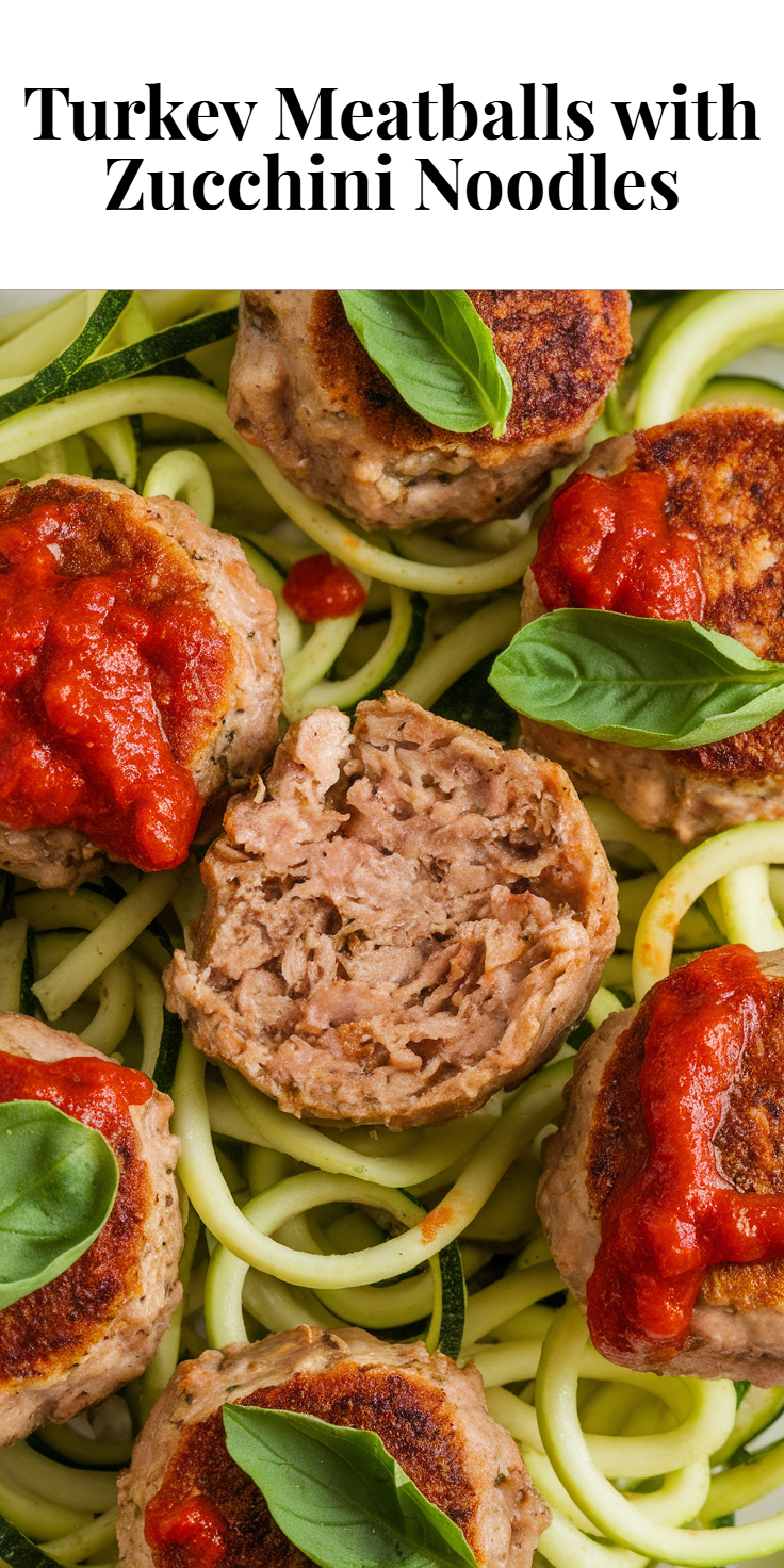 Pinterest Pin for Turkey Meatballs with Zucchini Noodles