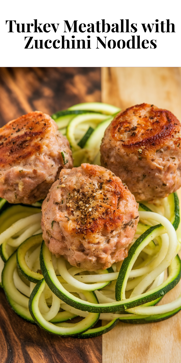 Pinterest Pin for Turkey Meatballs with Zucchini Noodles
