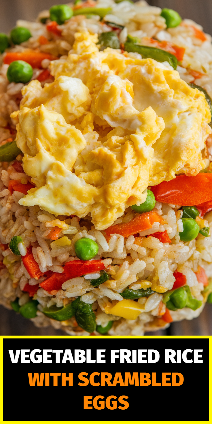 Pinterest Pin for Vegetable Fried Rice with Scrambled Eggs
