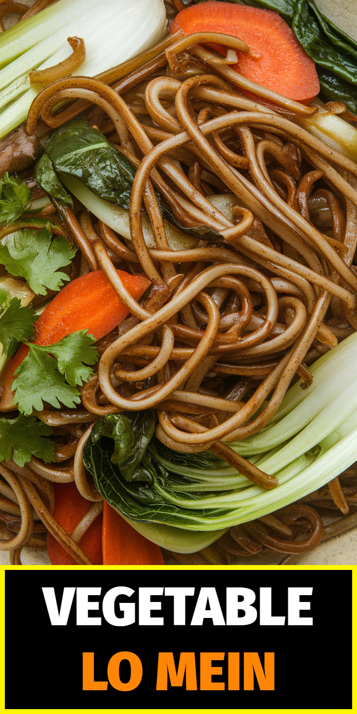 Pinterest Pin for Vegetable Lo Mein