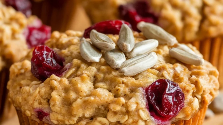 Baked Oatmeal Muffins with Cranberries - Featured